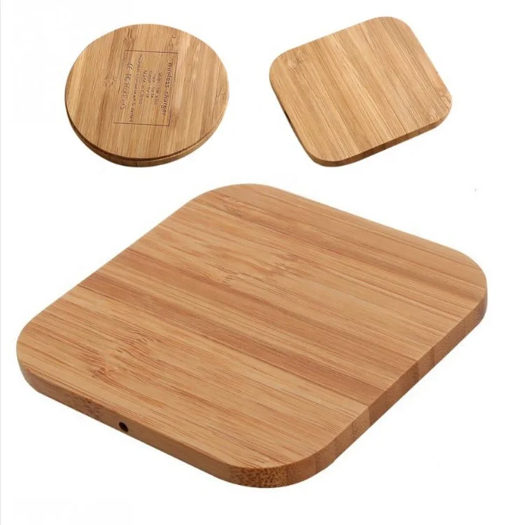 10W Wireless Charging real bamboo wood Portable Universal Wooden Wireless Phone Fast Charger Customized Mobile Power