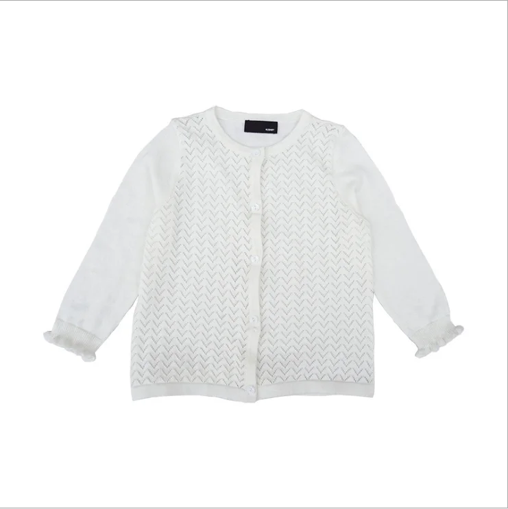 Wholesale Autumn Spring golden shiny Knitted Children Sweater Solid Cotton Kids Girls Sweater Cardigan