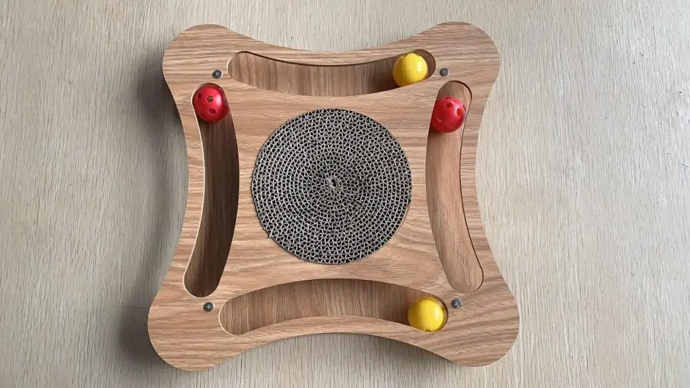 Tunnel Ball Track Cat Toy Durable MDF wooden Cat Scratcher Toy Interactive cat toy