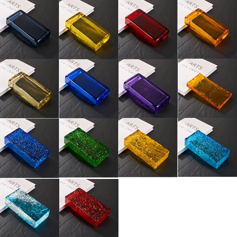 Source Manufacturers Low Moq Customization Solid Clear Glass Block solid Multicolour Crystal Brick dimensions 200*100*50 mm