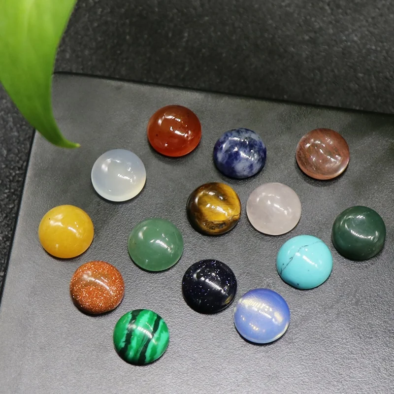 Natural Gemstone10mm round half cut Cabochon loose bead quartz agate no hole round Cabochon beads for Ornament material