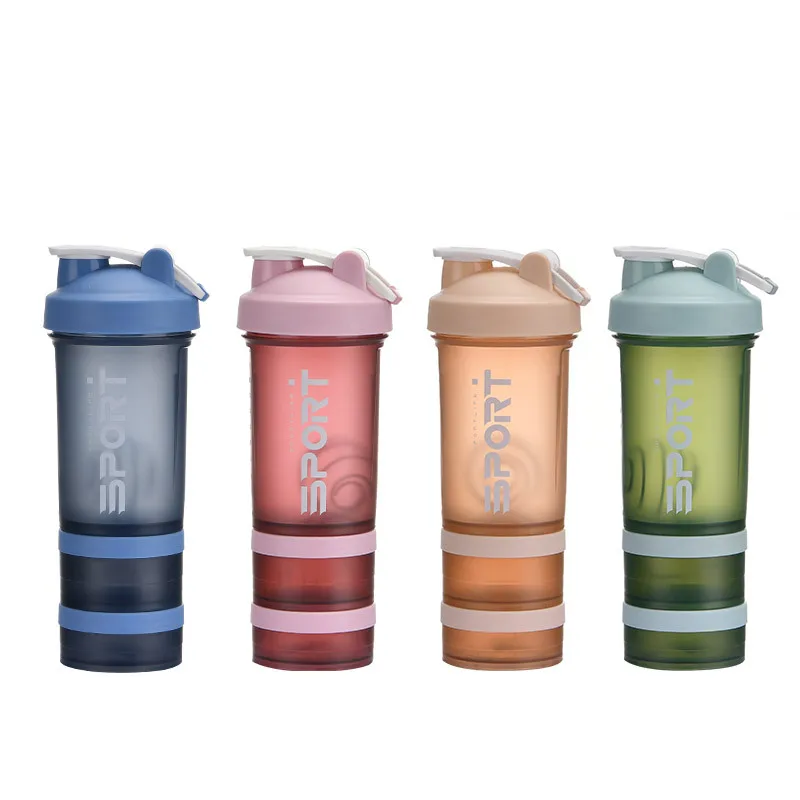 Protein Shaker Bottle with Three Part Twist Off Storage Gym shaker cups for protein shakes 450ml ,BPA Free, Leak Proof