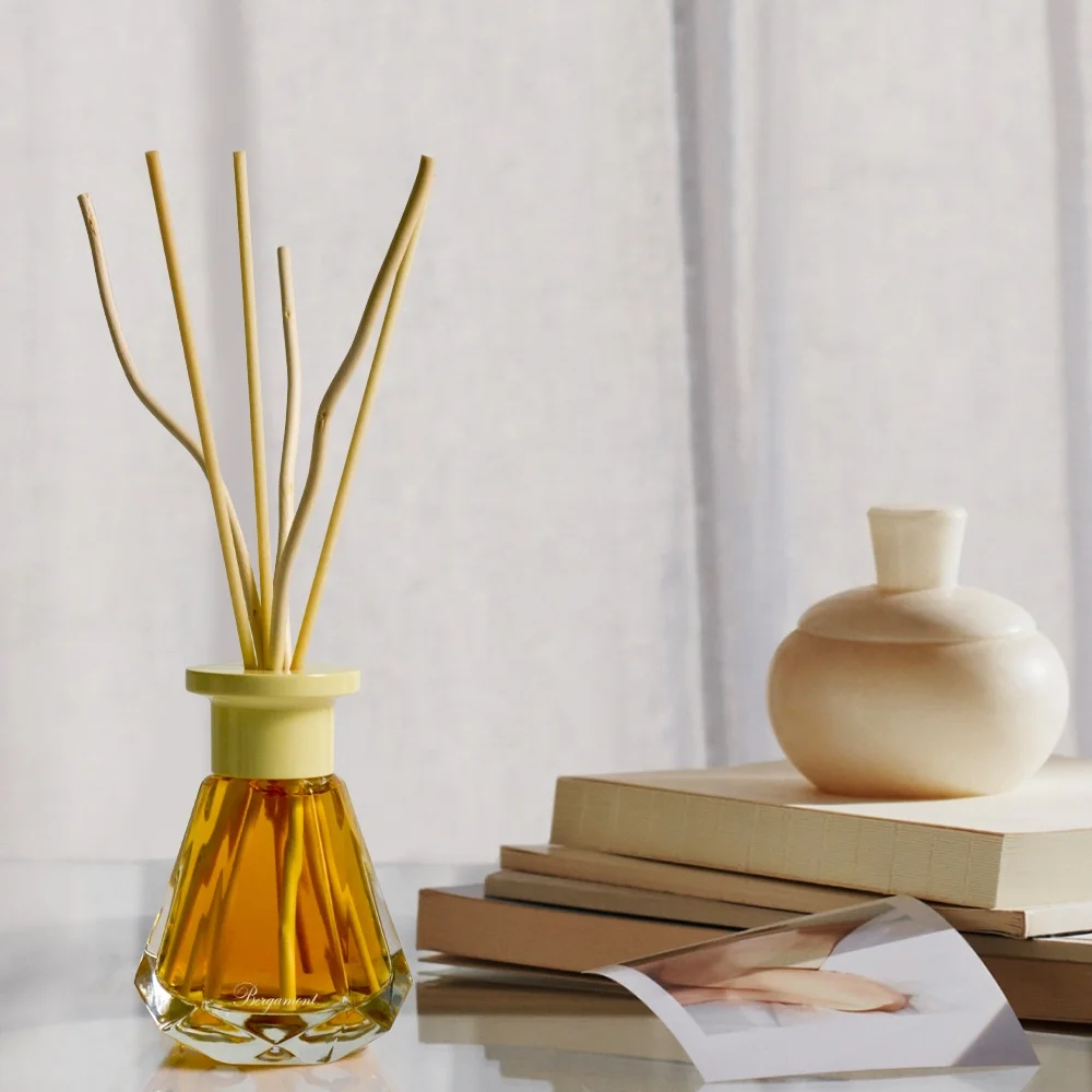 Home Decor Air Freshener 50ml Essential Oil Aroma Clear Glass Reed Diffuser Bottle with Stick