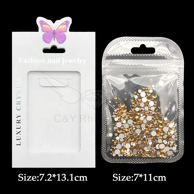 CY Light Colorado Topaz Best Selling Wholesale Gold Flat Back Glass Non Hotfix Black Rhinestones