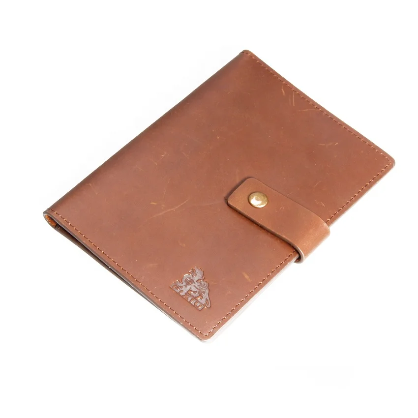 100% Real Vintage Crazy Horse Leather Travel Passport Holder for men