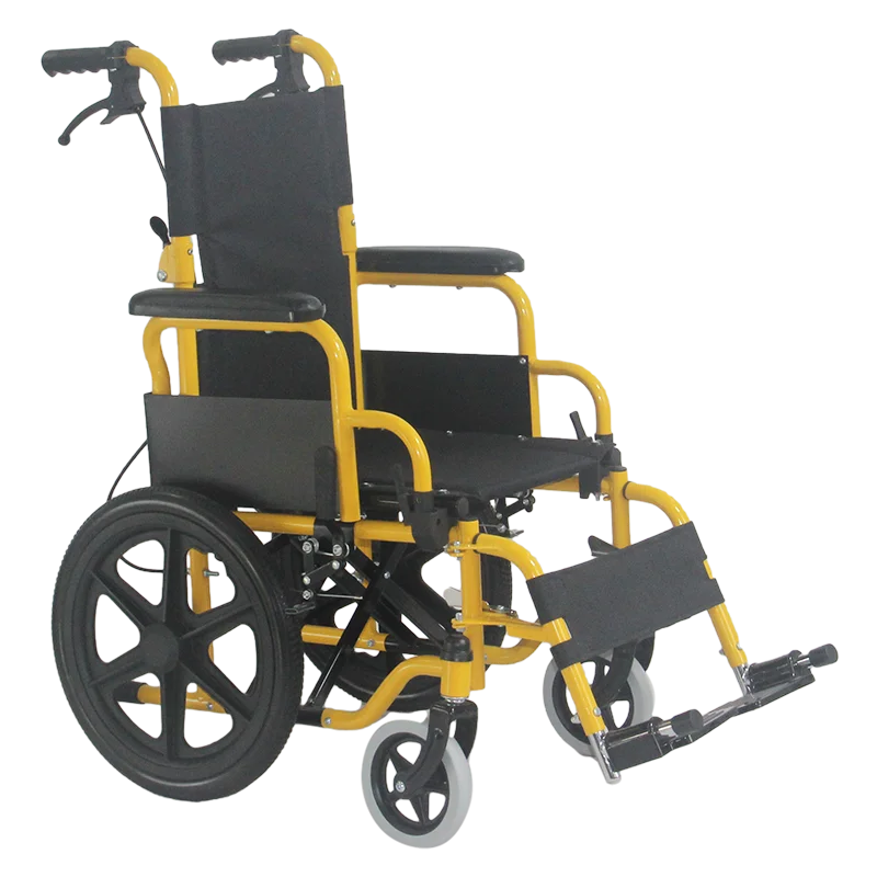 Detachable Mobility Aid for Children with Powder Coated Steel Frame Manual Wheelchair with 16 Inch Rear MAG Wheels with PU Tyre