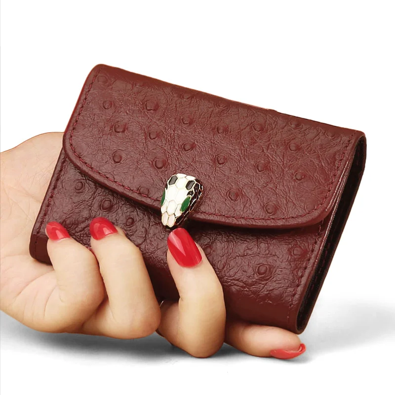 Vintage Style Snake Pattern Leather Wallet Luxury Business Card Holder with Envelope Design Men Women Holds Money Credit Cards