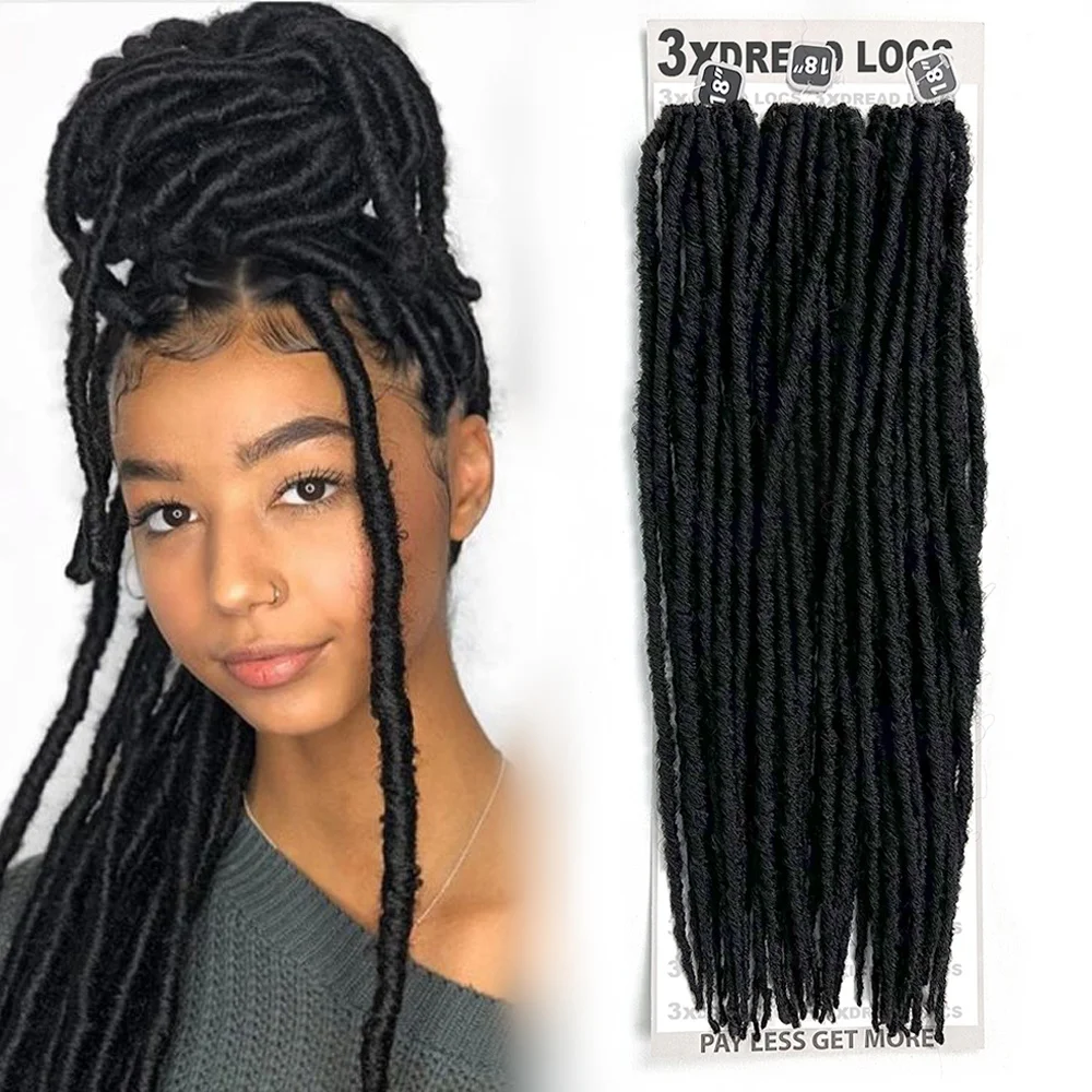 New arrival 18inch dreadlocks crochet hair 36strands/pack pre looped dread fuax locs braids 100%kanekalon braids for black girls