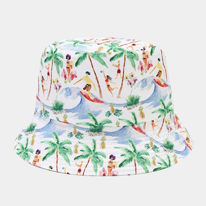 Wholesale Unisex Beach Summer Bucket Hats Customized logo Surfing printed Sport Outdoor Casual hat
