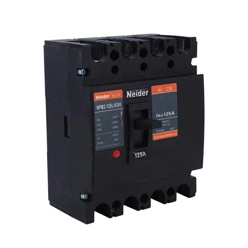 Новый дизайн черный чехол NPM2-125L 125A 4P автоматический Выключатель Литой в формованном корпусе