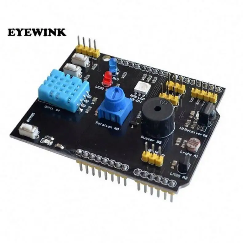 A5-- DHT11 LM35 Temperature Humidity Sensor Multifunction Expansion Board Adapter for a R3 RGB LED Receiver Buzzer I2C