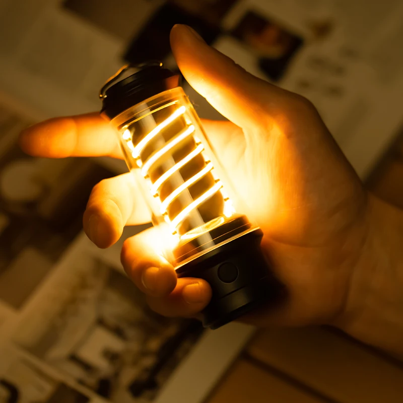 2023 Updated USB Rechargeable High Lumen Vintage Camping Light Multi-Function Flashlight Outdoor Portable Searchlight