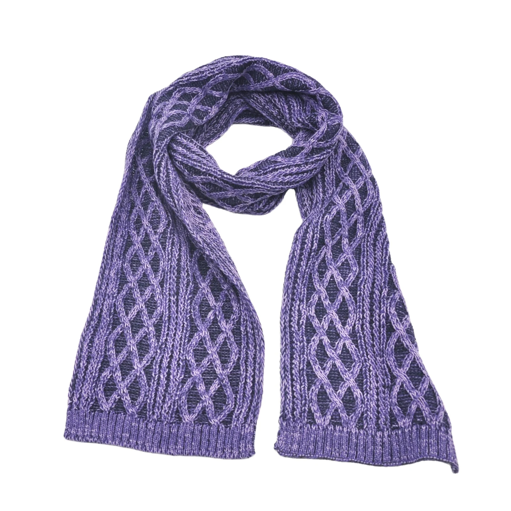 Акриловый вязаный длинный зимний шарф с логотипом на заказ женский теплый