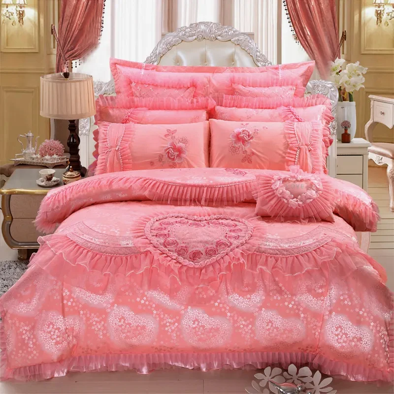 Wedding Decoration Luxury 100% Cotton 60S Quilt Cover Bridal Bed Sheet Sets Comforter Bedding Set Wedding Souvenirs Gift