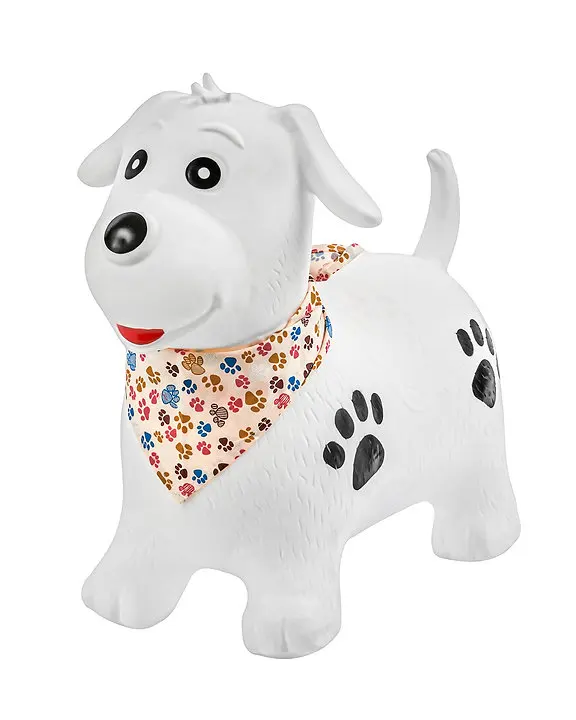 Hot White Dog hopper animal with pump and scarf