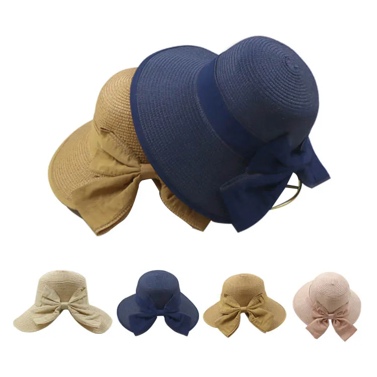 Creative Design Summer Beach Sun Shade Paper Straw Hats Girls Buy Straw Hat With Bow