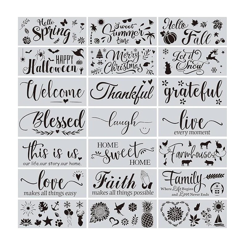 Reusable Welcome Art Craft Paint Stencil Large Wall Stencils Design for Painting Large Pattern