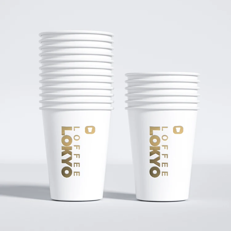 LOKYO Wholesale coffee cups disposable 16oz 22oz take out white paper cup with lids