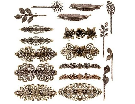 Victoria Style Vintage Qinggu Side Clip Antique Hair Accessories Spring Clip European and American Copper Barrettes