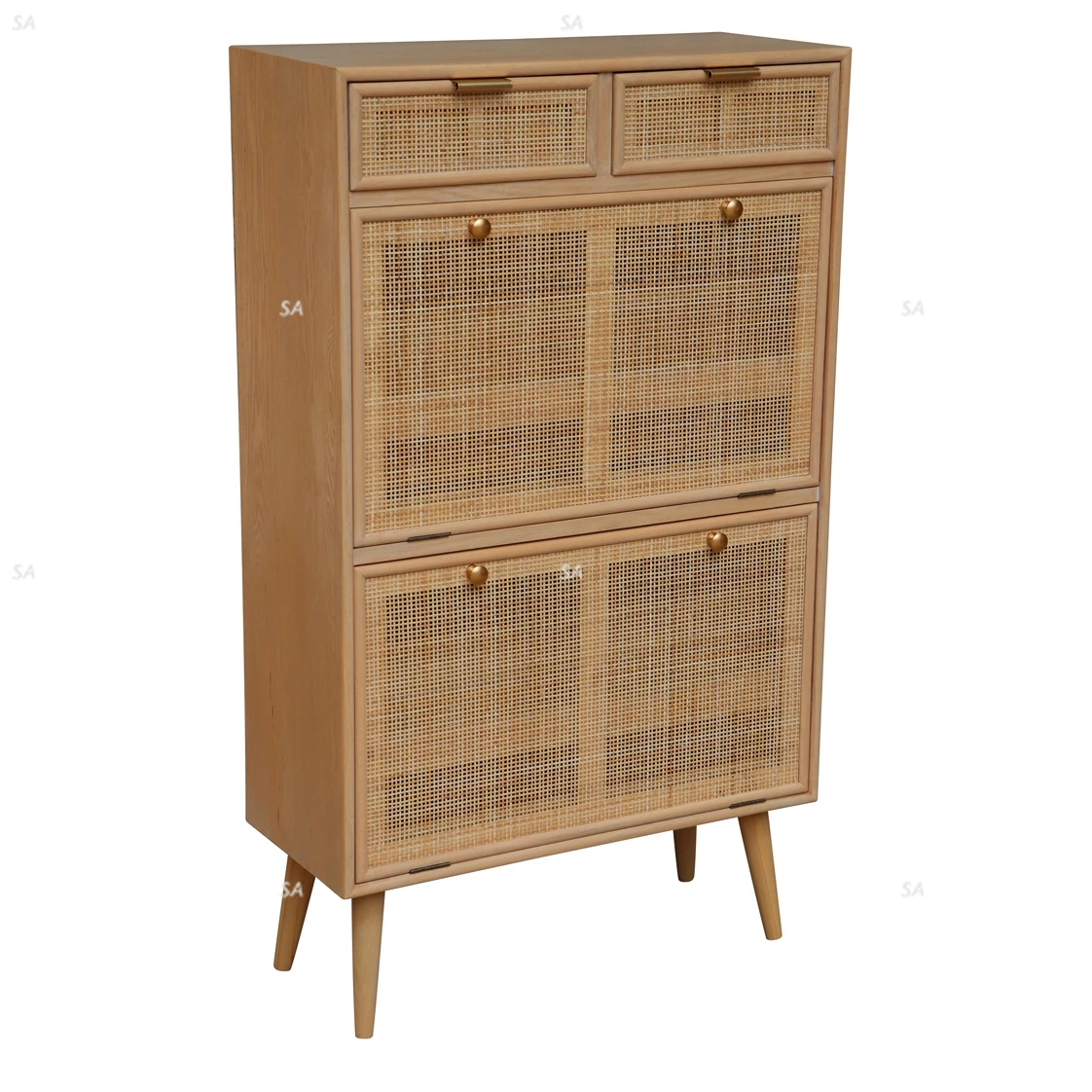 Rattan Furniture 2/4 Door Storage Oak Vennering  Wood Cabinets