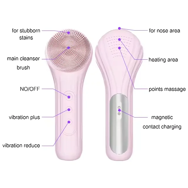 Hot Sale Facial Beauty Device Electric Sonic Vibration Silicone Facial Cleansing Brush