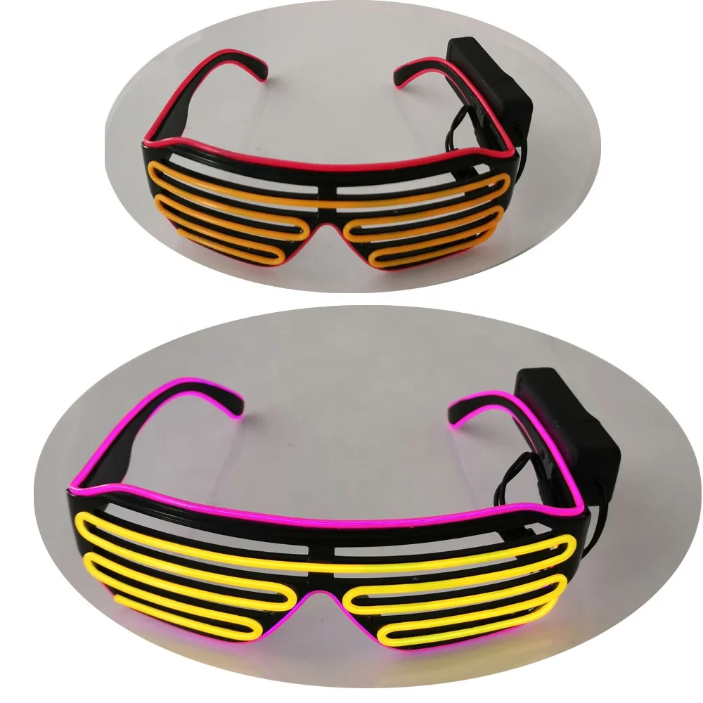 Glow Shutter Neon LED Sunglasses Rave Flashing Glasses with El Wire for DJ Party Halloween Christmas