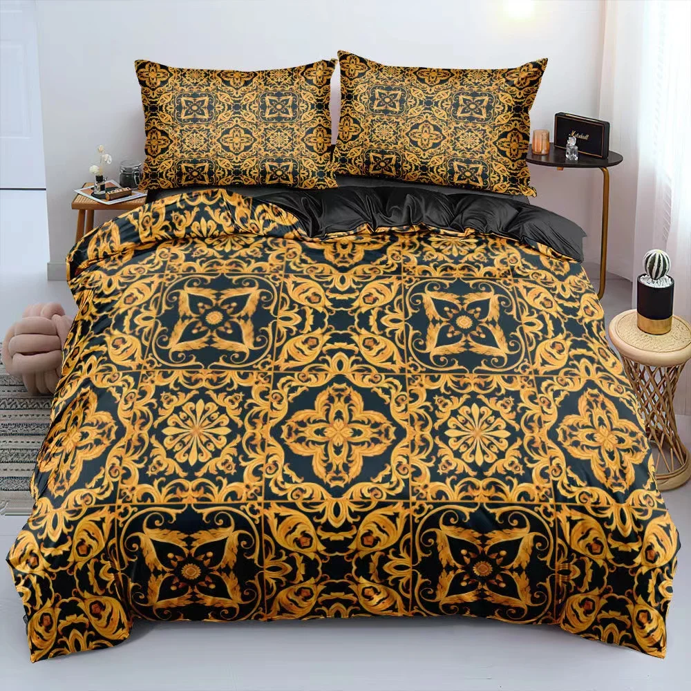 Customized Size Duvet Cover Set Brand Logo Bedding Set 3d Printing Duvet Cover Set Luxury Quality Printed Bed Sheets OEM 4 Pcs