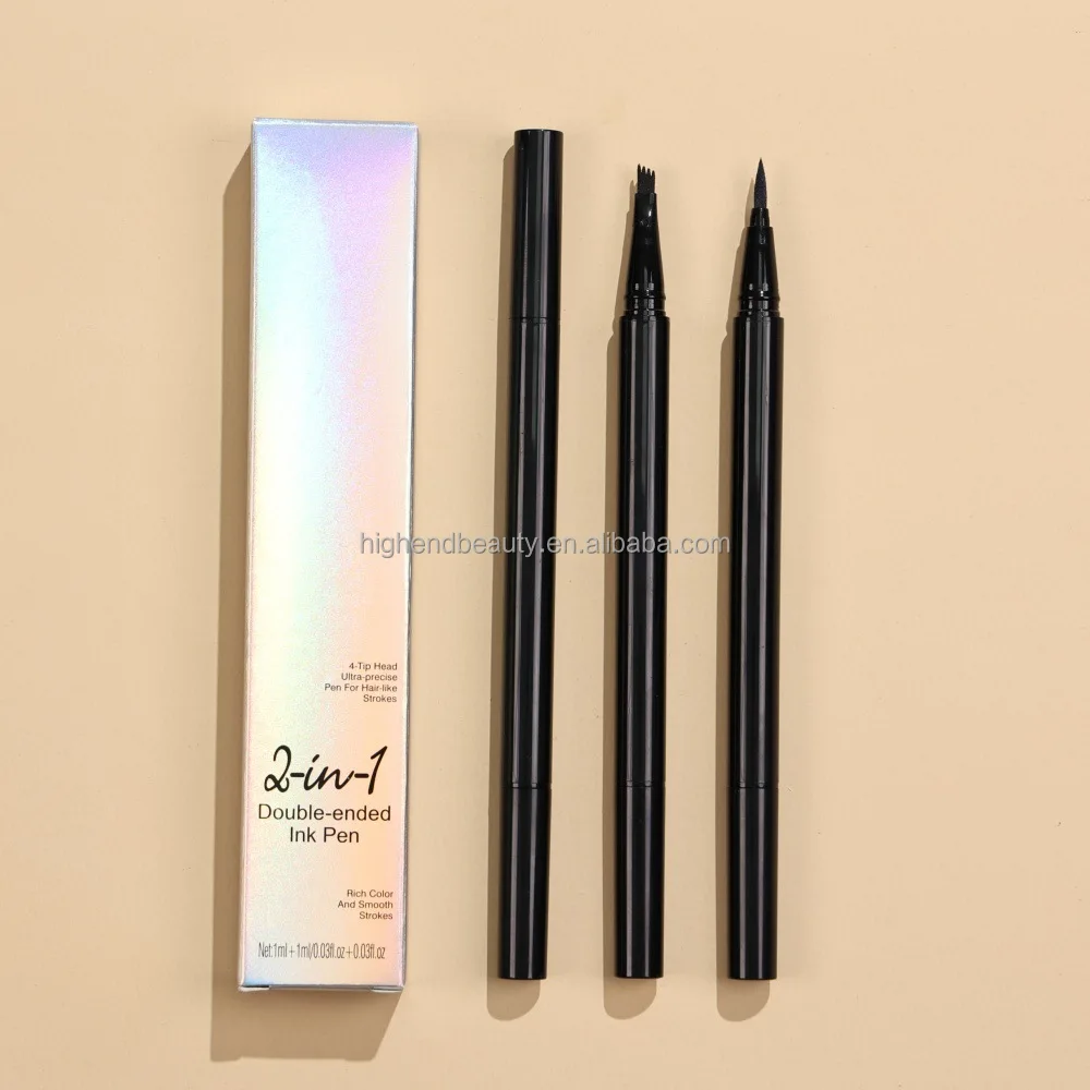 Free Logo Printing Custom Brown Black Eye Makeup Waterproof Long Lasting Vegan Micro Eyeliner Pen