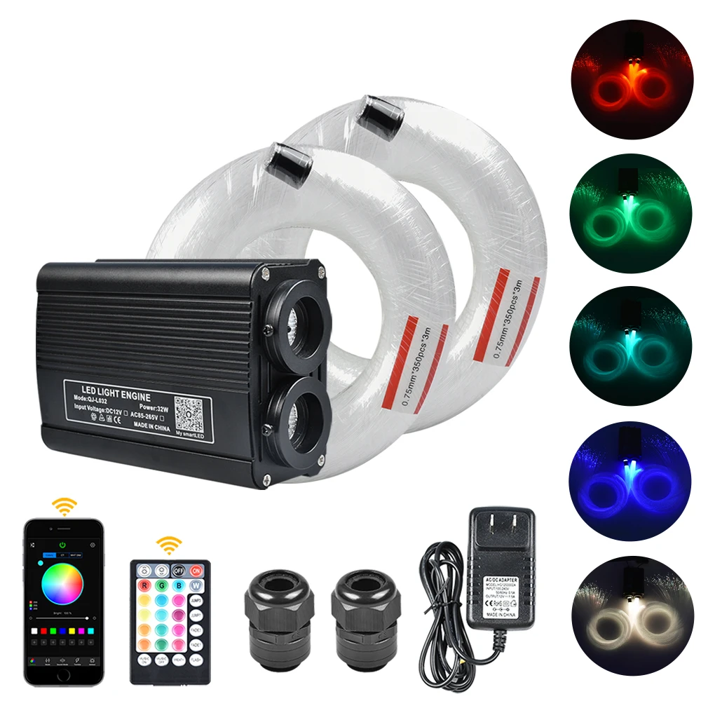 32W Twinkle RGBW LED Fiber Optic Starlight Headliner Kit APP Control 700 pcs Starry Sky Ceiling Lights