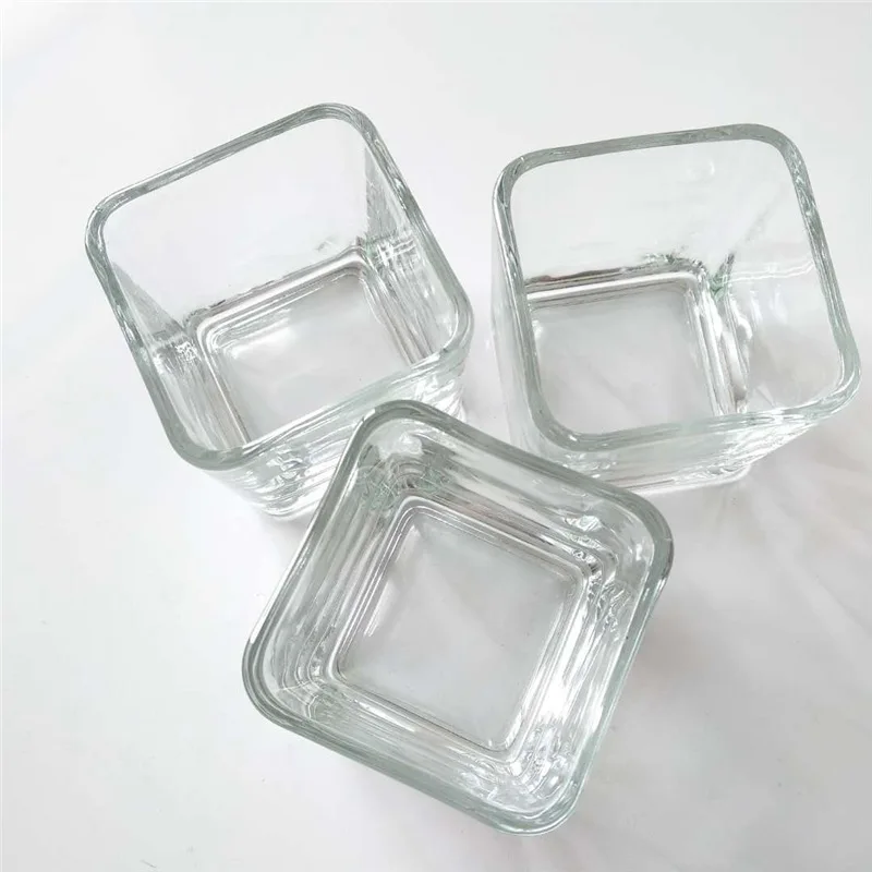 Wholesale 10 oz Crystal Big Empty Wide Square Frosted Glass Candle Jar For Candle Making