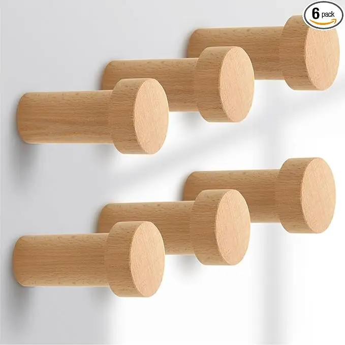 Heavy-Duty Wooden Wall Hooks Rustic Mounted Robe and Hat Rack for Bathroom Garage and Spice Use Hanging Towel Hanger