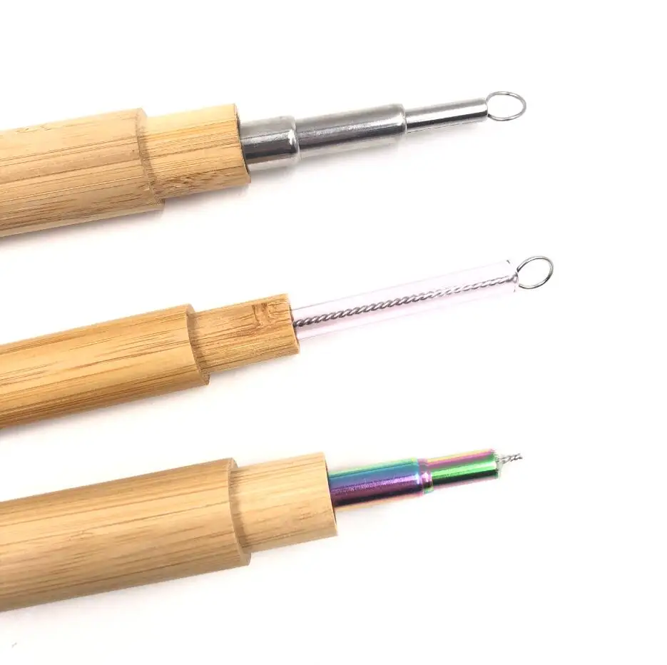 Leatchliving Portable straws bamboo wood case