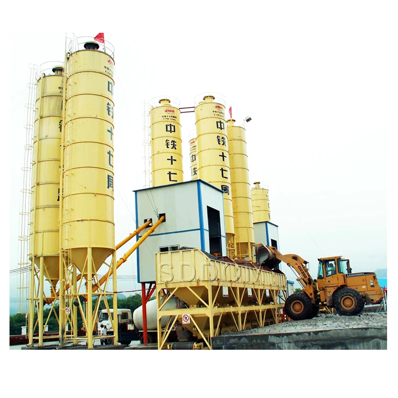 modern  china construction 25-240 Cubic meter per hour Ready mixed fixed stationary concrete mixing plant with cement silo