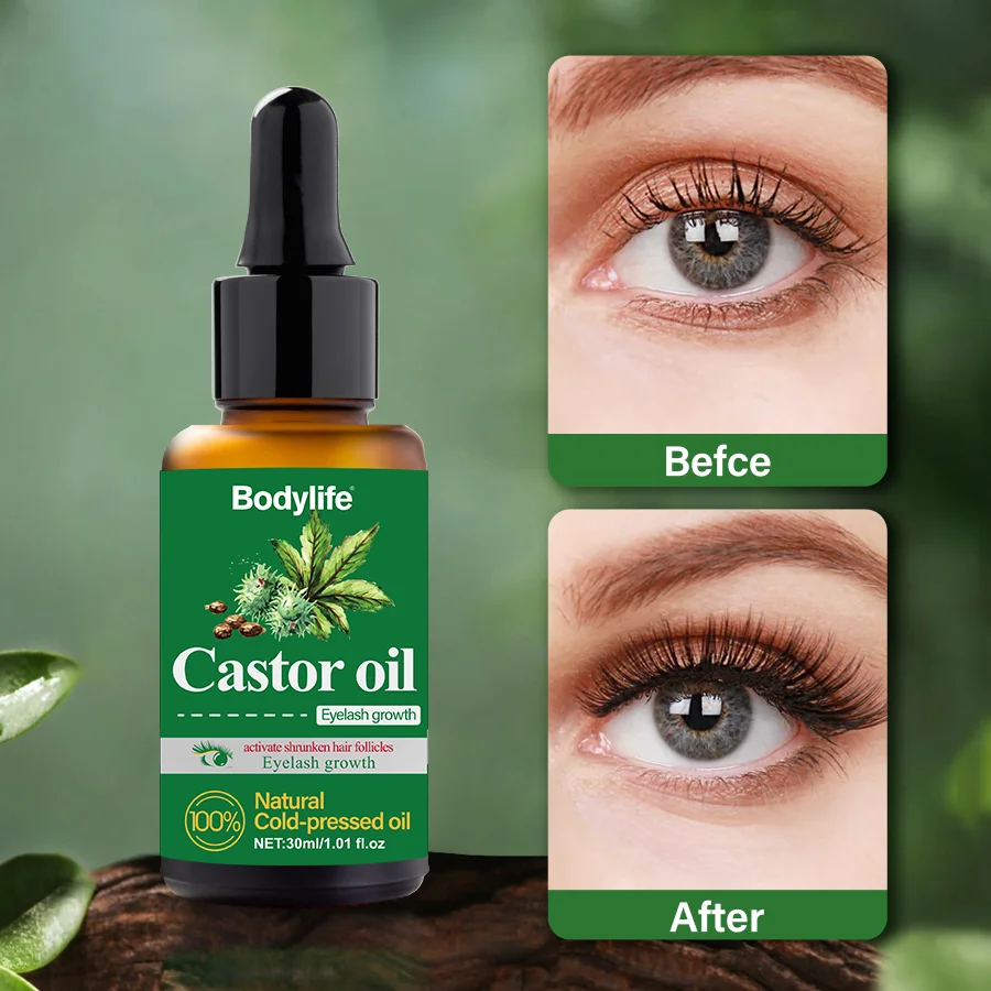 Organic Pure Castor Oil Cold Pressed Hair Essential Oil Growth Deep Nourishment Antioxidant Strengthening Follicle Hair