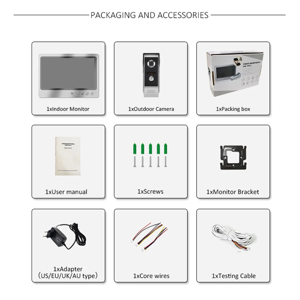 9 Inch Villa IP Video Intercom System IOS Android APP Doorbell Camera WIFI Remote Unlock Control