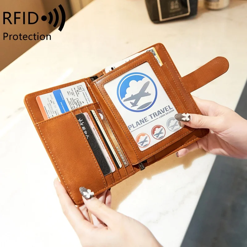 FSW292 custom multifunction travel document cash wallet passport card holder portefeuille en cuir rfid Portemonnees Portafogli