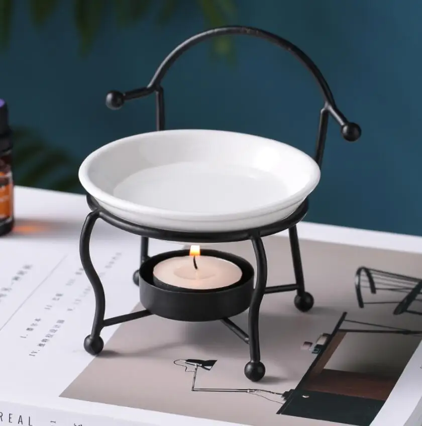 aromatherapy stove candle wax burner gold steel essential oil burner