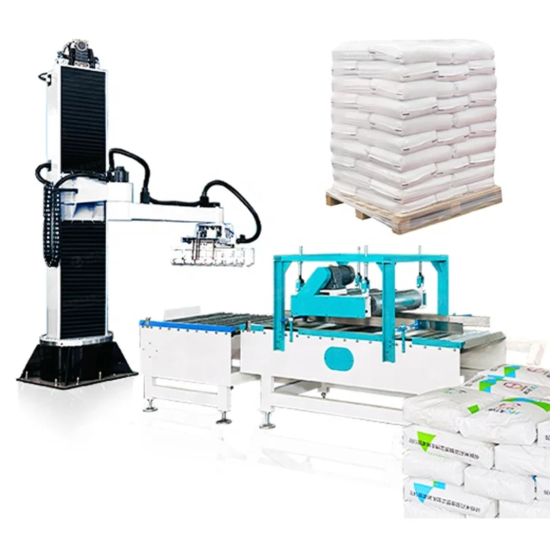 Palletizer Stacking Automatic Palletizer Rice Cement Wood Pellets Seed Flour Bags Line Robot Column 50kg Bags Palletizer Machine