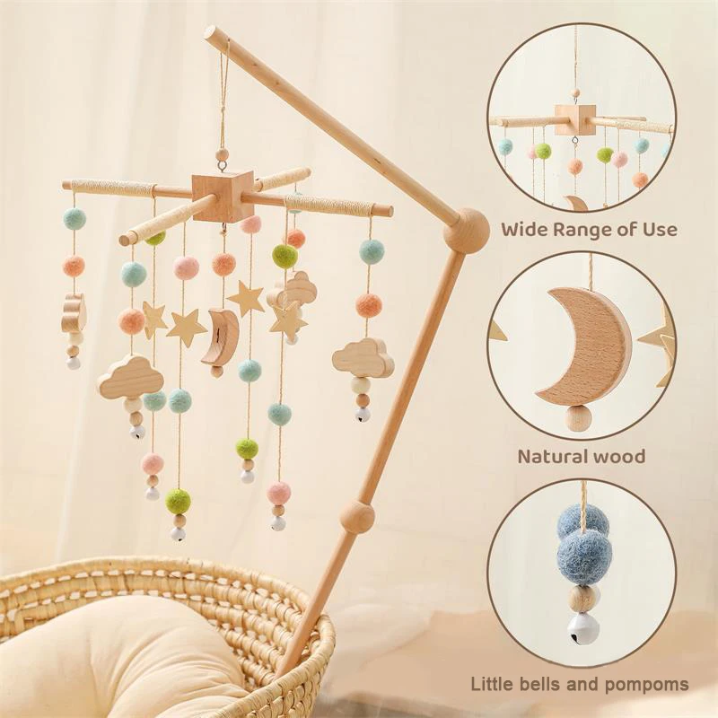Nordic Style Baby Bed Bell Accessory Bracket Infant Comfort Toy Music Box Bed Bell Bracket Mobile Hanging