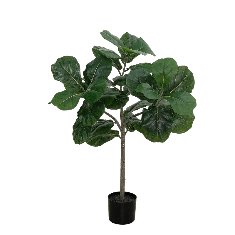 senmasine green artificial plant fiddle leaf fig tree with Plastic black Pot Faux Ficus Lyrata Trees