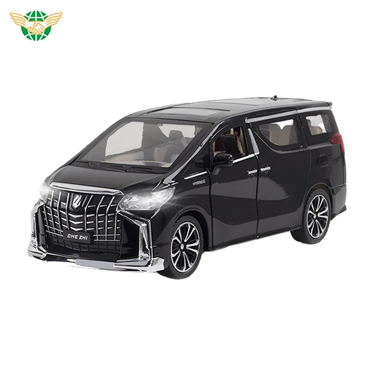 Diecast Car 1/24 Toy Model Car 1/24 Scale Pull Back Elfa Car with Sound Light 6 Doors Openable Display Box for Kid