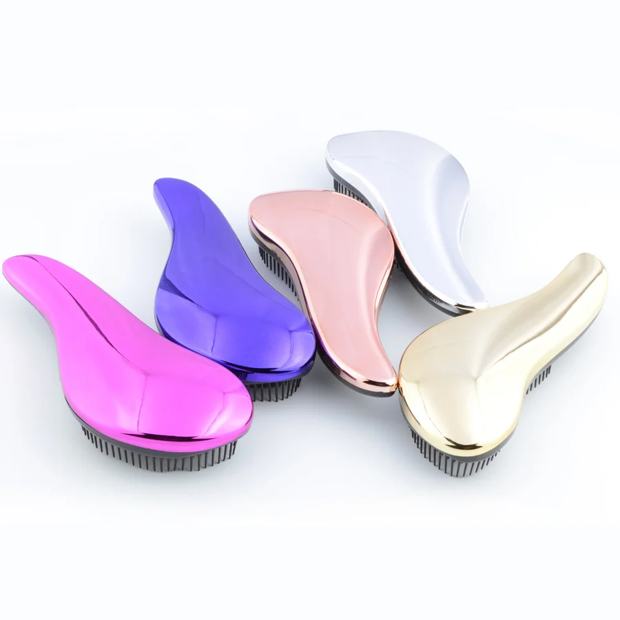 Professional Hair Extension Hair tyling brush Comb Electroplating Color Wet Wig Detangling Hair Brushes