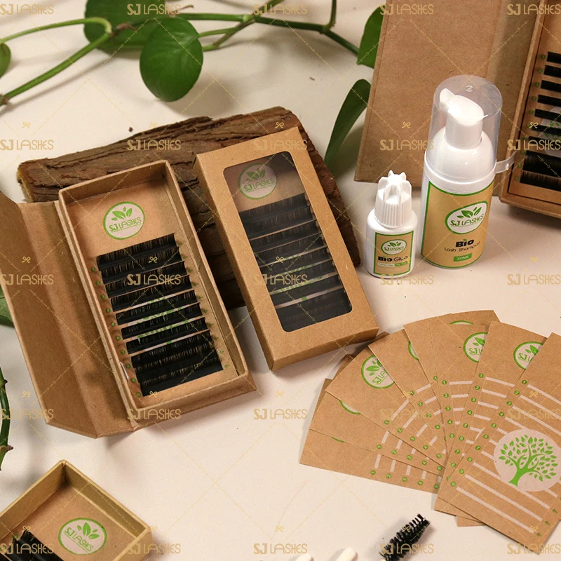 korea pbt volume lash  Extensions 10mm-15mm Length Soft Synthetic Silk PBT Fiber Trays Box Package Model Easy