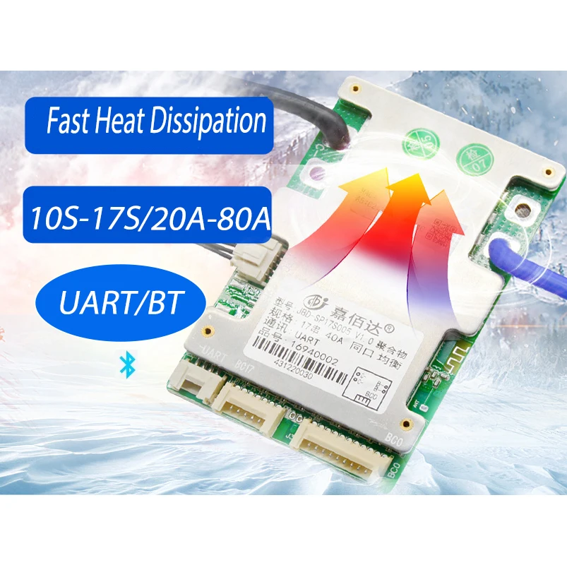 JBD pcb 17s активный баланс BMS литий-ионный/lifepo4 80A BMS с датчиком температуры
