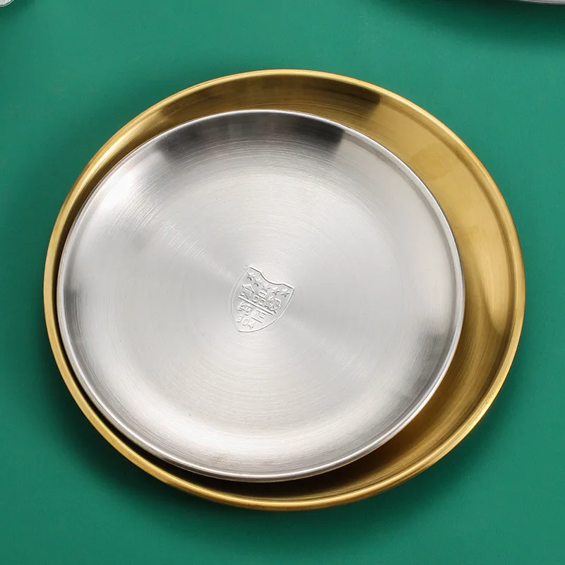 Stainless Steel Dishes Metal Dinner Plate For Camping Serving Furit And Food Plate