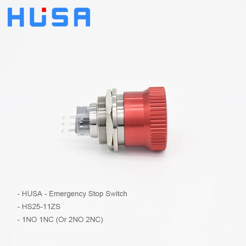 Chinese Parts Button Protected 25mm Emergency Stop Switch 1no1nc Mushroom head Red Metal Push button stop Switch