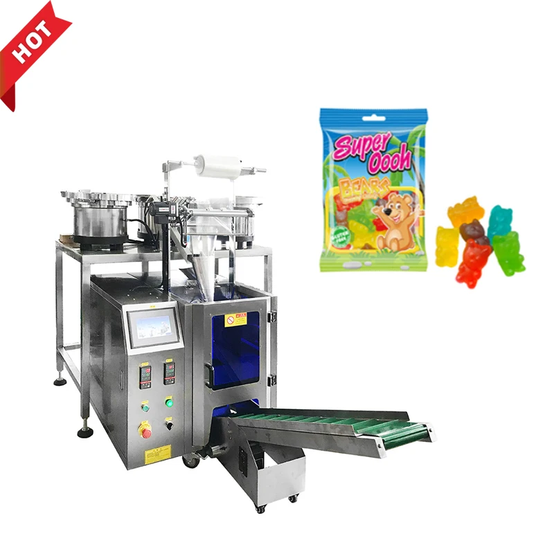 
Semi automatic small vertical gummy bear soft candy packing machine 