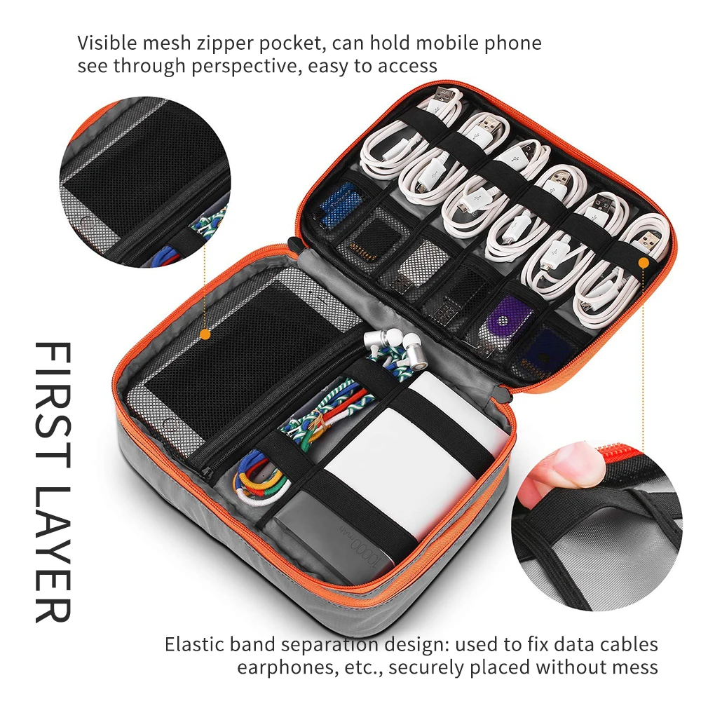 Travel-Friendly Electronic Accessory Organizer - Small Electronics Organizer Pouch for Travel -Electronic Accessories Carry Case