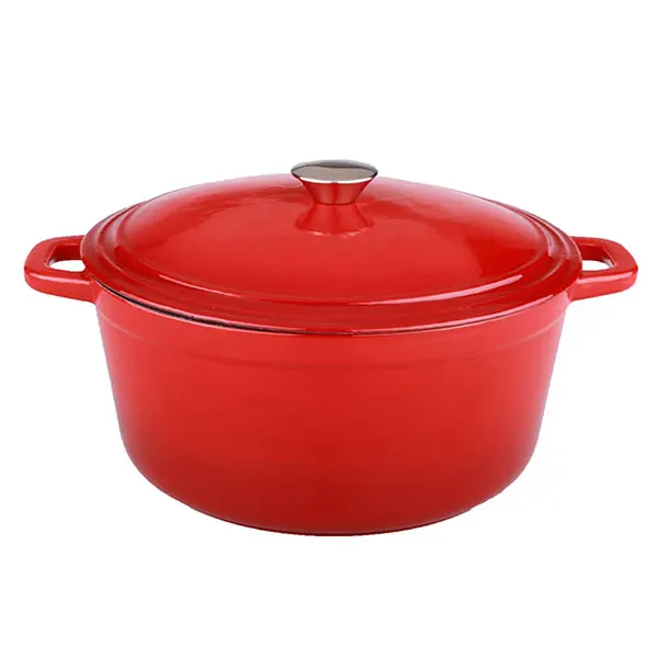 Colorful 24cm red round cast iron cookware enamel coating cast iron casserole dish nonstick dutch oven pots with lid