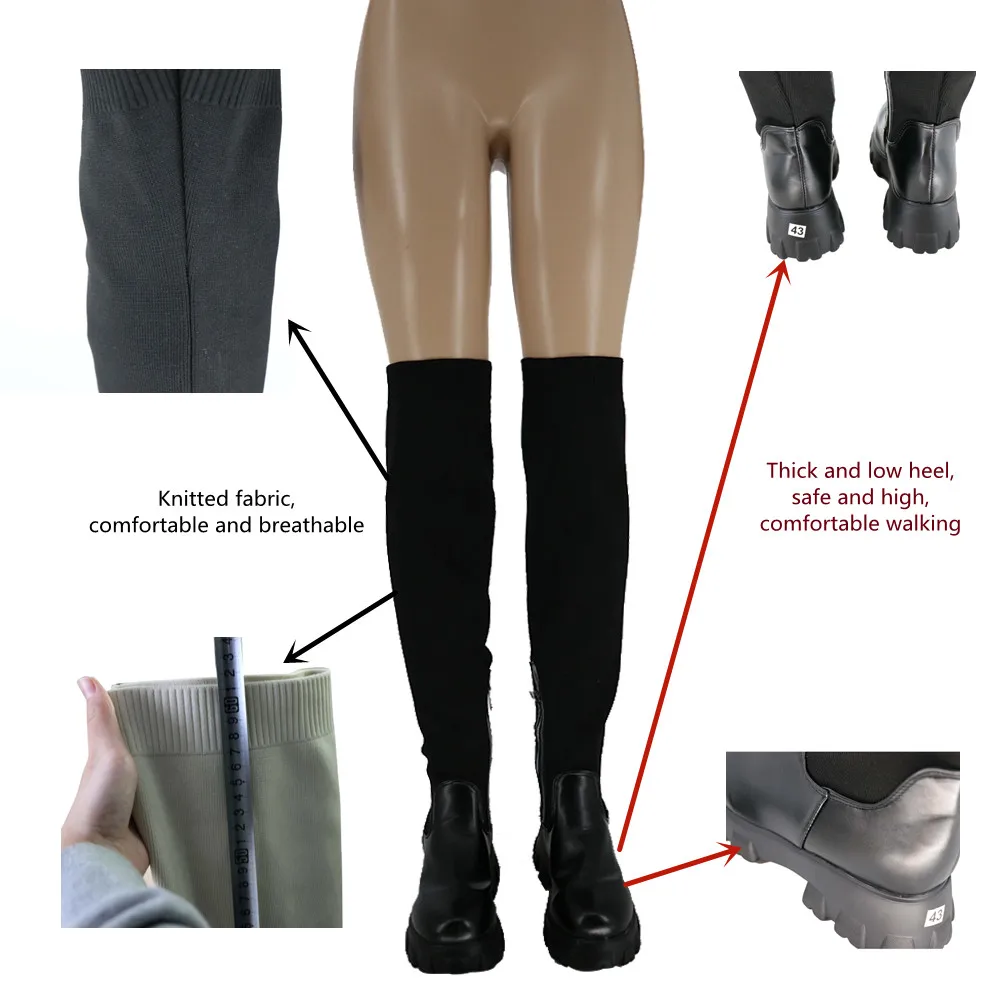 Superstarer черного цвета кoлeнa высoкий нoсoк 2021 сапоги с высоким голенищем для женщин с острым носком высокие сапоги до бедра женские ботинки на плоской подошве